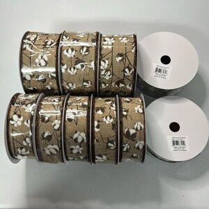 New Craft Ribbon Cotton Boll 10 Rolls